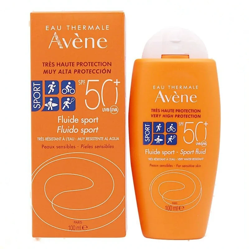 جعبه و بطری کرم ضد آفتاب اون فلوئید اسپرت ۱۰۰ میل با نوشتهٔ SPF 50+